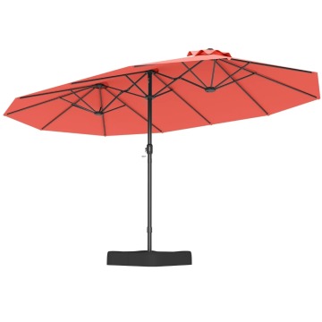 Podwójny parasol ogrodowy ze stojakiem i korbką