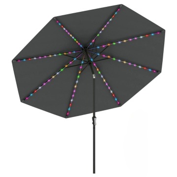 Parasol ogrodowy z korbką i kolorowymi diodami LED
