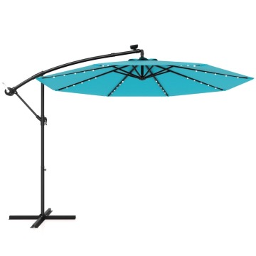 Parasol ogrodowy z oświetleniem LED turkusowy