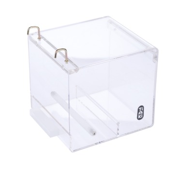 TIAKI akrylowy karmnik dla ptaków No-Mess - Rozmiar S (dł. x szer. x wys.): 13 x 14 x 13 cm