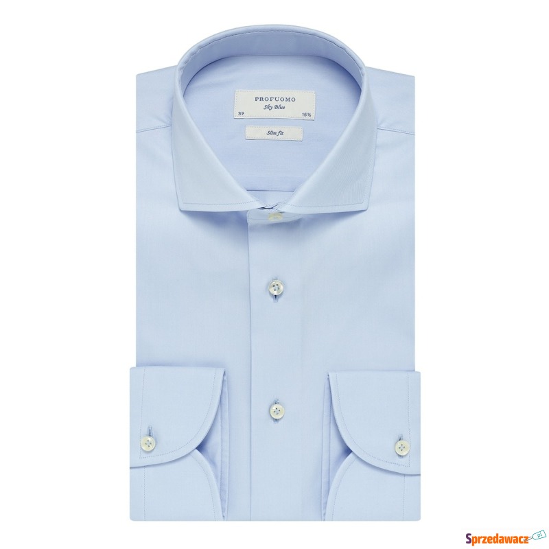 Elegancka błękitna koszula taliowana (SLIM FIT)... - Koszule męskie - Sandomierz