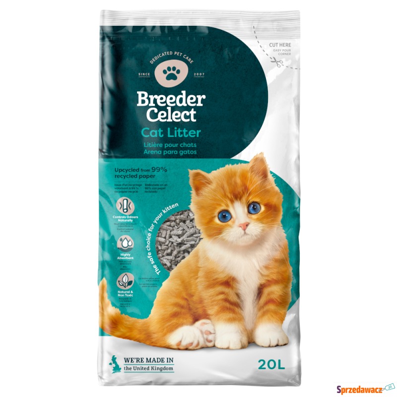 Breeder Celect, żwirek z papieru dla kota - 20... - Żwirki do kuwety - Włocławek