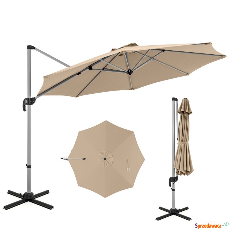 Okrągły parasol ogrodowy 339 cm beżowy - Parasole, markizy, żagle - Mysłowice