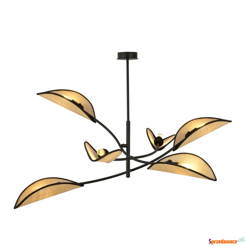 SELSEY Lampa wisząca Farang x6 czarno-rattanowa... - Lampy wiszące, żyrandole - Lublin