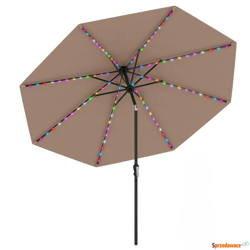 Parasol ogrodowy z korbką i kolorowymi lampkami... - Parasole, markizy, żagle - Katowice