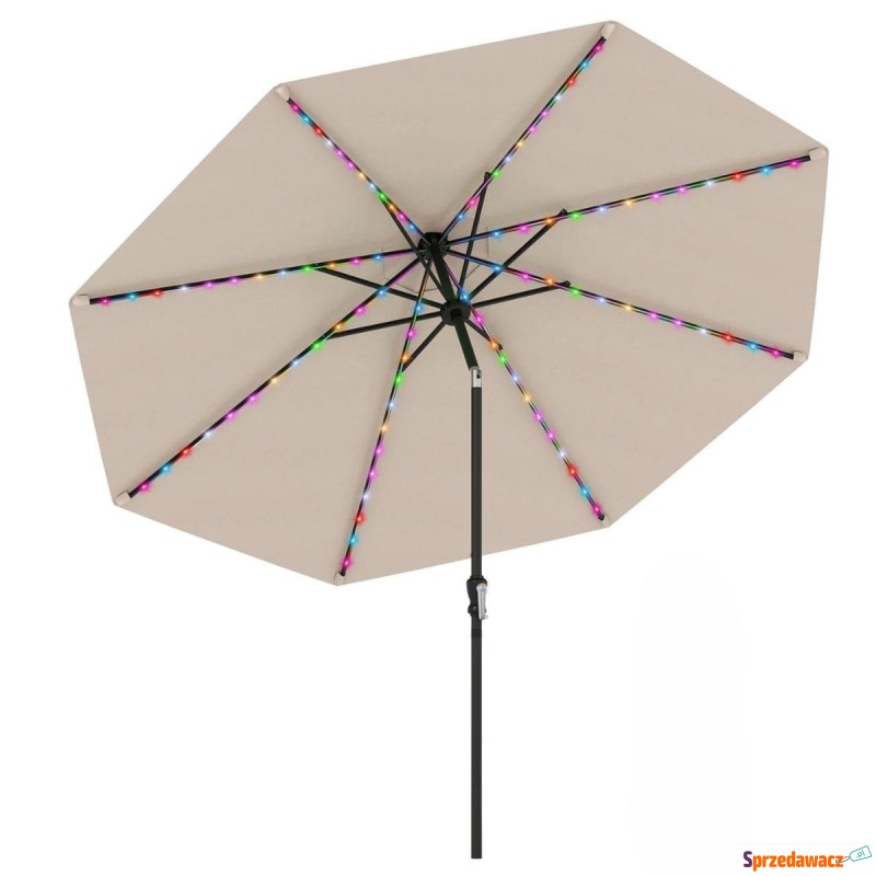 Parasol ogrodowy z korbką i kolorowymi diodami... - Parasole, markizy, żagle - Koszalin