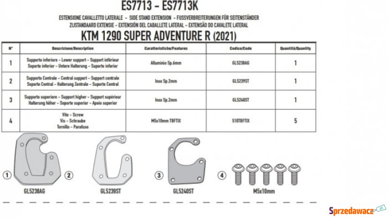 GIVI 2021 POSZERZENIE DODATKOWE STOPKI KTM 1290... - Rama i nadwozie - Radom
