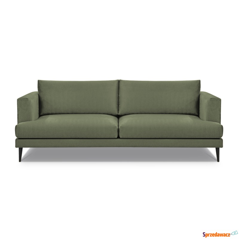 SELSEY Sofa trzyosobowa Dragato oliwkowa welur... - Sofy, fotele, komplety... - Koszalin