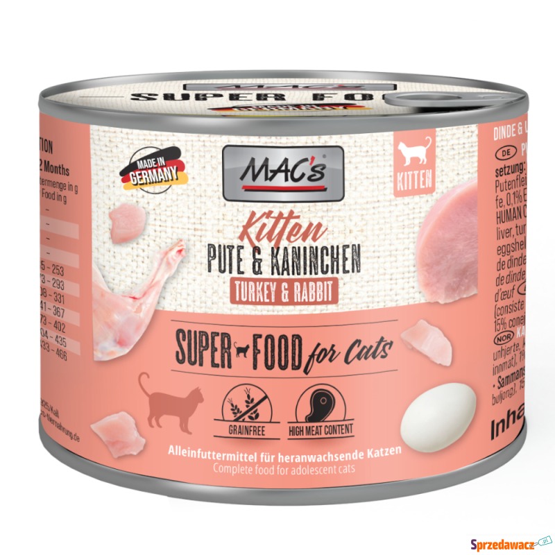MAC's Cat Kitten, 6 x 200g - Indyk i królik - Karmy dla kotów - Rawicz