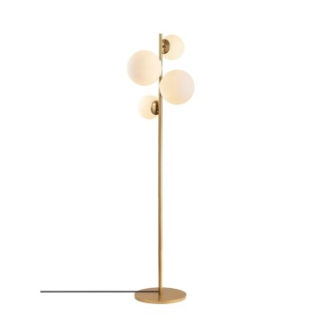 SELSEY Lampa podłogowa Horrelf złota/ mleczne klosze - Genesis