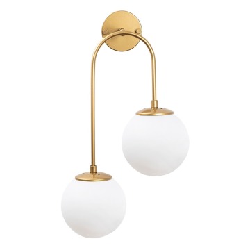 SELSEY Lampa ścienna Tribilia x2 złota/mleczny klosz - Genesis