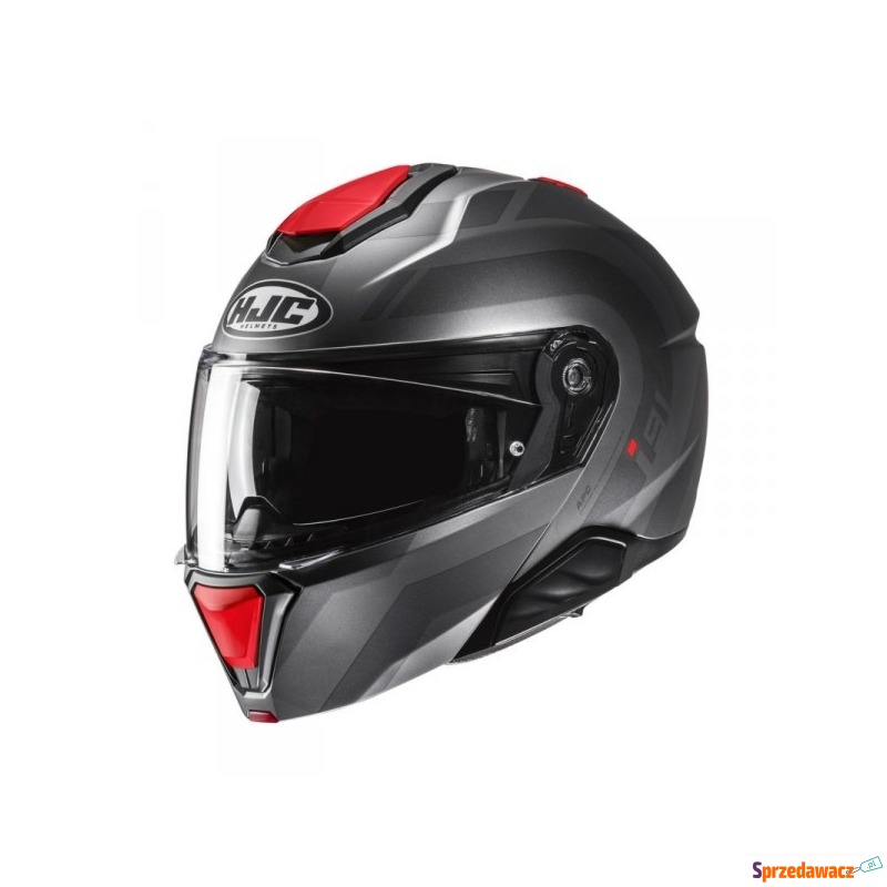 HJC KASK SYSTEMOWY I91 ARVEN GREY/RED - Kaski motocyklowe - Czarne