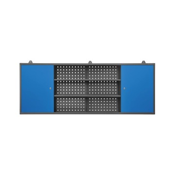 Szafka warsztatowa wisząca z perforowaną tablicą antracytowo-niebieska, 1600x600x200 mm: LEO