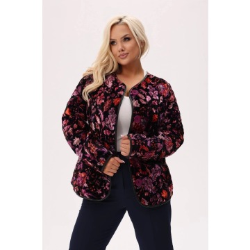 Czarna kurtka Velvet Bloom w kwiaty PLUS SIZE XXL JESIEŃ