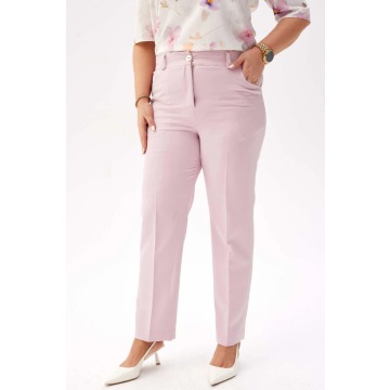 Eleganckie spodnie Eleonora w kolorze pudrowego różu PLUS SIZE XXL