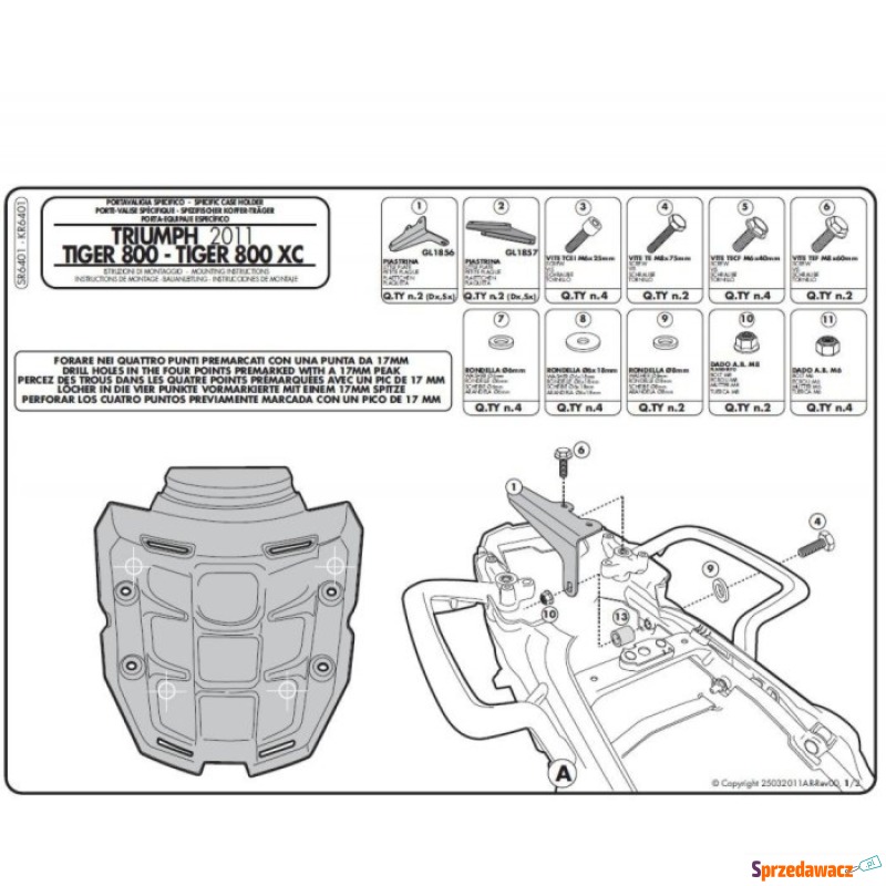 GIVI SR6401 Mocowanie do MONOKEY TRIUMPH TIGER... - Kufry i bagaż - Olsztyn