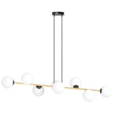 SELSEY Lampa wisząca Bestalles czarno-złota z białymi kloszami x8 - Genesis