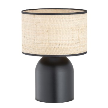 SELSEY Lampka nocna Zingic 35 cm czarna z rattanowym abażurem - Genesis