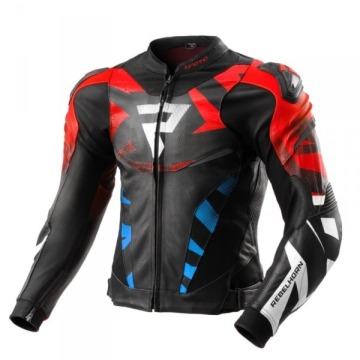 REBELHORN KURTKA SKÓRZANA INFERNO BLACK/BLUE/WH/RE