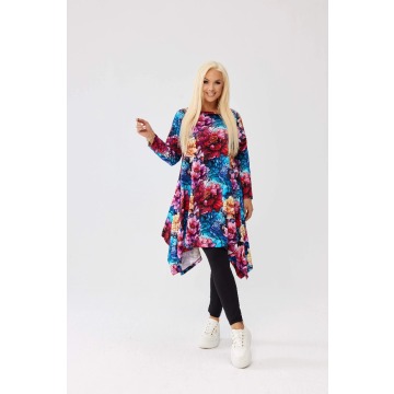 Asymetryczna tunika w piwonie OVERSIZE PLUS SIZE XXL