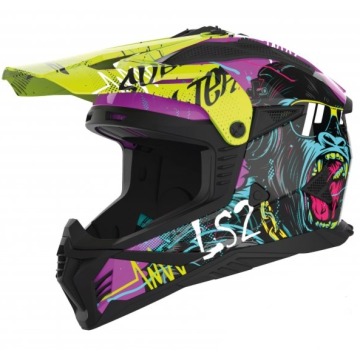 LS2 KASK CROSS MX708 FAST II GORILLA  PURP H-V YEL