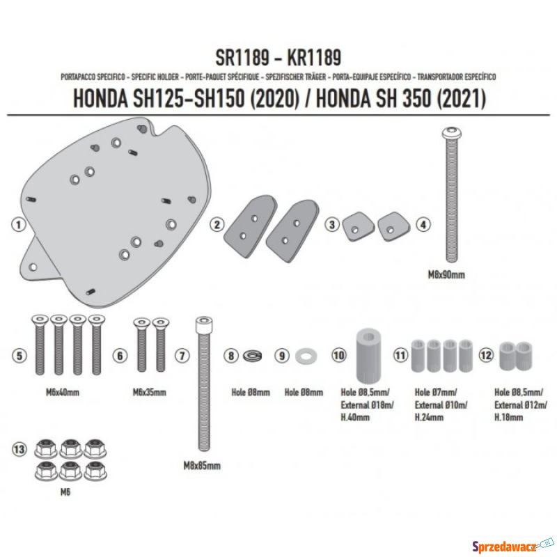 GIVI STELAŻ KUFRA CENTRALNEGO MONOLOCK HONDA SH... - Kufry i bagaż - Radom