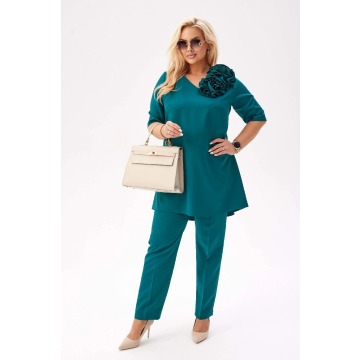 Komplet Violetta w kolorze butelkowej zieleni - elegancja w nowoczesnym wydaniu PLUS SIZE XXL WIOSNA