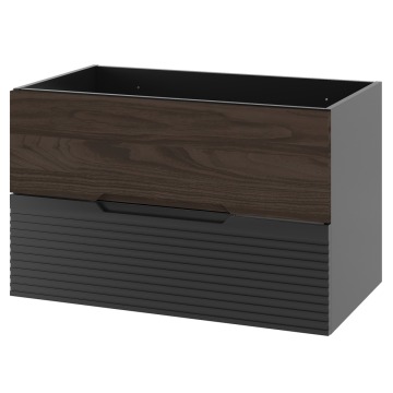 SELSEY Szafka pod umywalkę Avella 80 cm ryflowany front czarny mat / orzech - Genesis