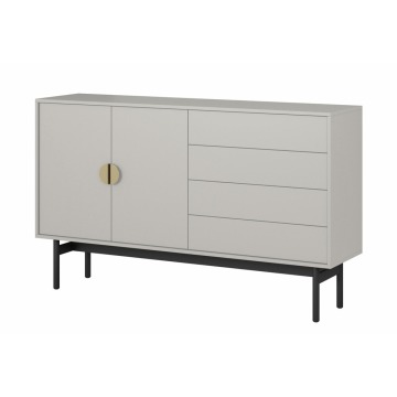 SELSEY Komoda dwudrzwiowa Stoon z czterema szufladami 154 cm Szary beż - Genesis
