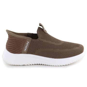 Półbuty sportowe damskie slip on brązowe Potocki BK01312