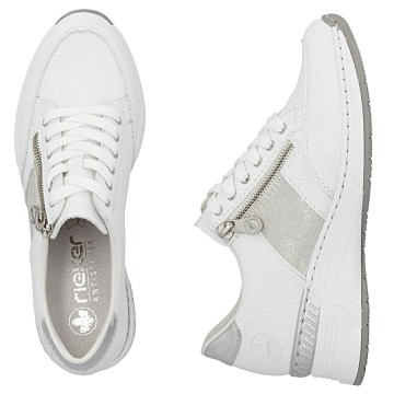 Półbuty damskie sneakersy na zamek białe Rieker N4322-80