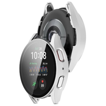 Etui ze szkłem do zegarka Bizon Case Watch Adamo do Galaxy Watch 7 44 mm, satynowo  srebrne