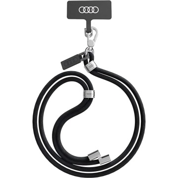 Uniwersalna, regulowana smycz na telefon Audi crossbody AU-CBL6-R8/D1-BK, 120cm, 6mm, czarna