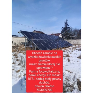 Masz ziemię chcesz na niej zarabiać z dzierżawy pod farmę fotowoltaiczna lub mas
