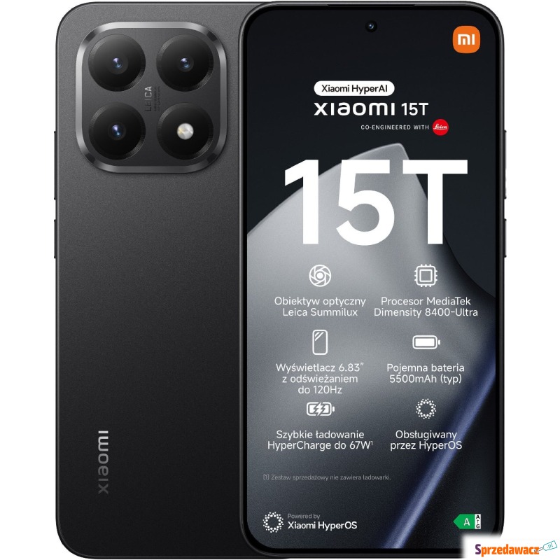 Smartfon Xiaomi 15T 5G 12/512GB Czarny (68172) - Smartfony - Płock