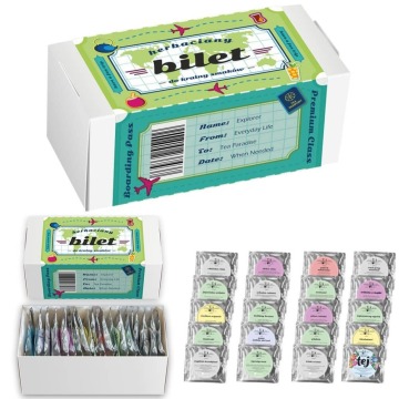 Gotowy zestaw prezentowy „Herbaciany bilet do krainy smaków“ herbata sypana PREMIUM różne smaki 20sz