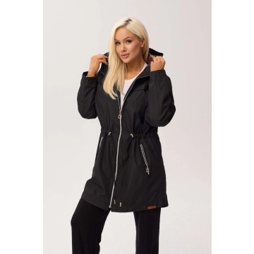 Czarna przejściowa kurtka damska Nala z kapturem PLUS SIZE XXL OVERSIZE WIOSNA