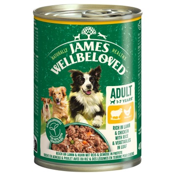 James Wellbeloved Adult Dog Hypoallergenic, jagnięcina i kurczak w pasztecie - 24 x 400 g