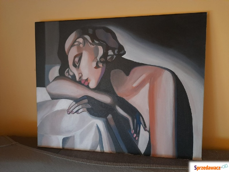 Tamara Łempicka Śpiąca rękodzieło 50 na 35 cm... - Obrazy - Krapkowice