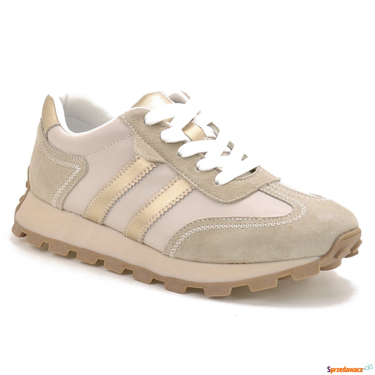 Beżowe sneakersy damskie S.Barski...