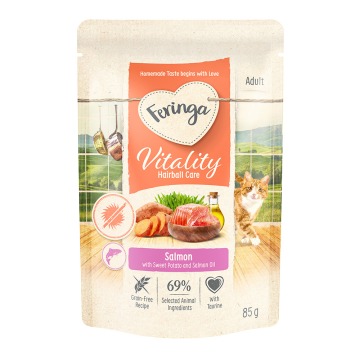 Feringa Vitality Hairball Care - Anti-hairball łosoś, 12 x 85 g