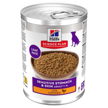 Hill's Science Plan Adult Dog Sensitive Stomach & Skin - Kurczak, 12 x 370 g