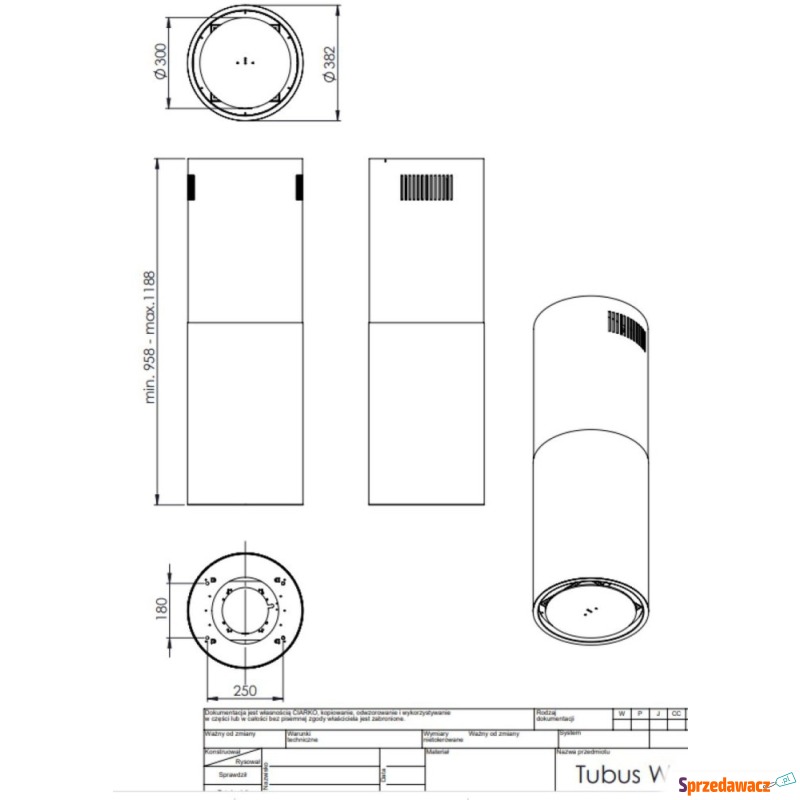 Okap Ciarko Design Tubus W INOX - Okapy kuchenne - Tychy