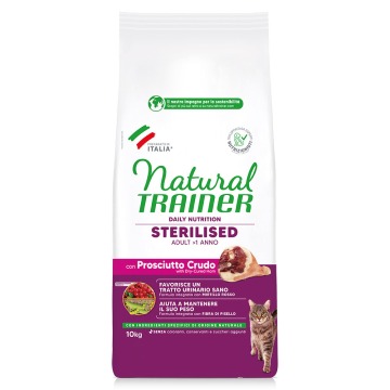 15% taniej! Natural Trainer, karma sucha dla kota, 2 x 10 kg - Sterilised, z suszoną szynką