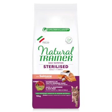 15% taniej! Natural Trainer, karma sucha dla kota, 2 x 10 kg - Sterilised, z łososiem
