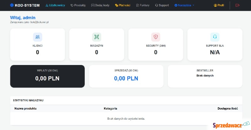 Kod-System - automatyczna sprzedaż kodów, lic... - Pozostałe dla biura - Łódź