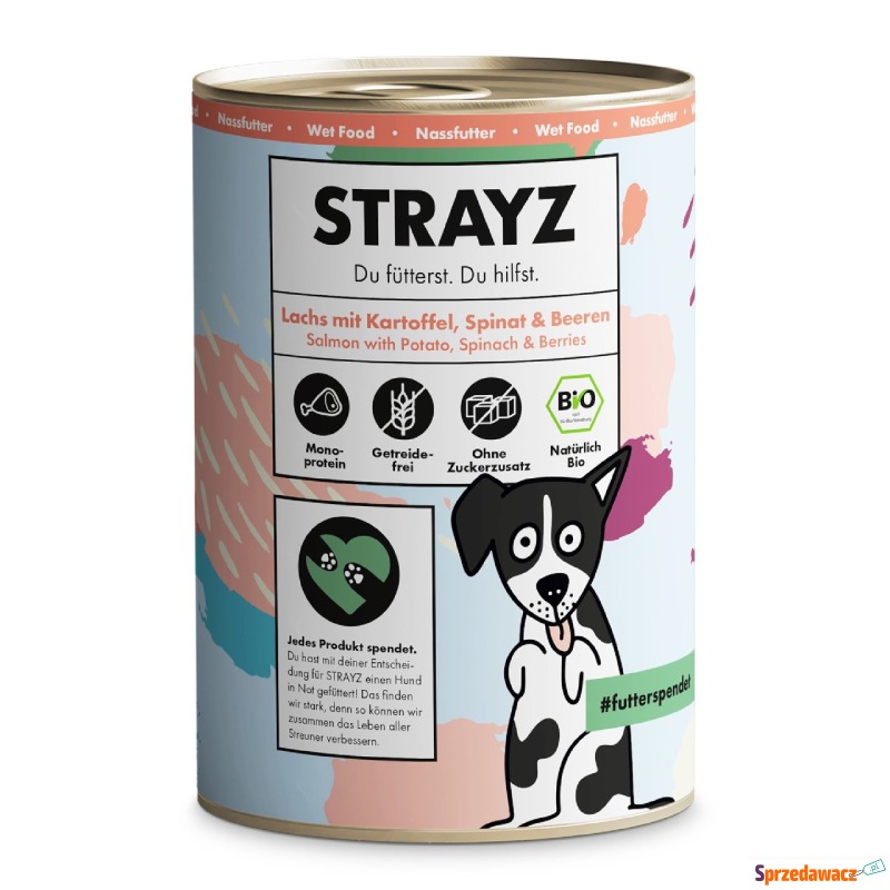 STRAYZ BIO, 6 x 400 g - Biołosoś z bioziemnia... - Karmy dla psów - Płock