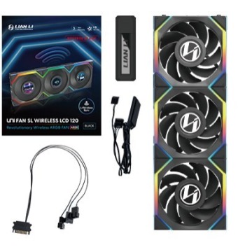 Lian Li UNI FAN SL Wireless LCD 120 Reverse Blade Obudowa komputera Wentylator 12 cm Czarny 3 szt.