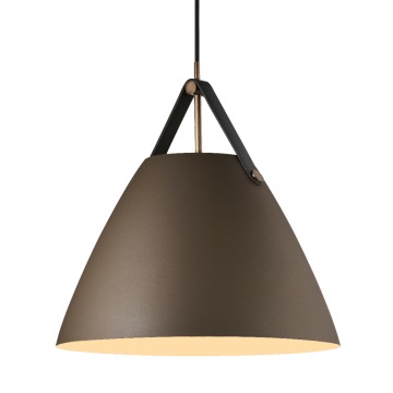 SELSEY Lampa wisząca Strap średnica 36 cm brązowy metalowy klosz - Genesis