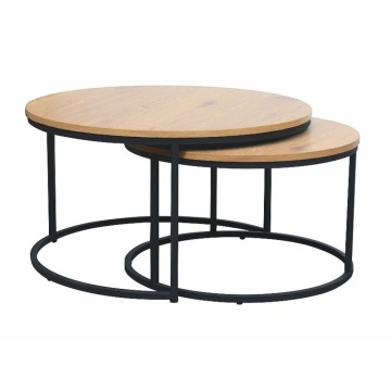 SELSEY Zestaw dwóch stolików kawowych Atlanta średnica 80 cm i 60 cm dąb - Genesis